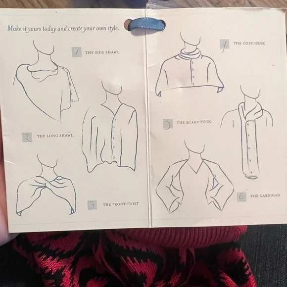 Papillon NWT scene weaver red and black rayon scarf or Shae - Picture 5 of 7